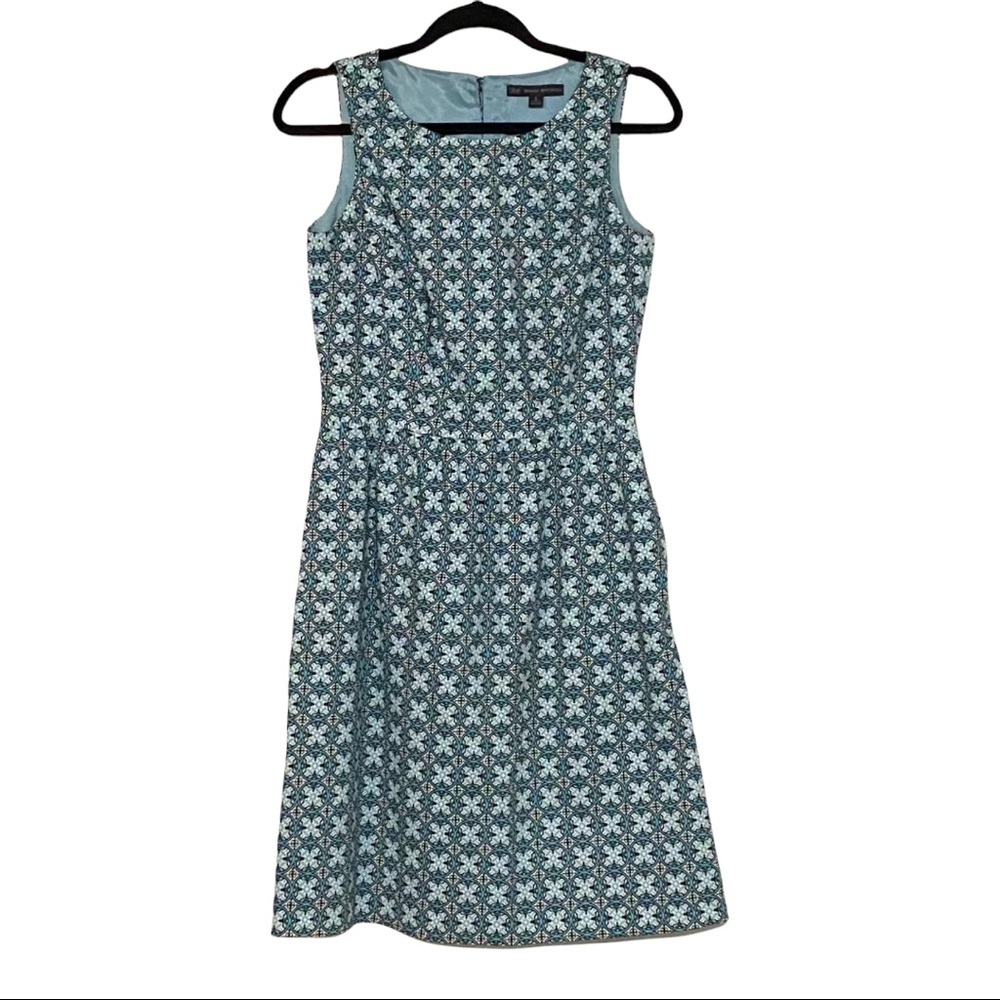 346 Brooks Brothers Blue Floral Sleeveless Fit & Flare Dress SZ 4